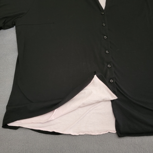 Soft Surroundings Black Pink Peek-a-boo Layered Soft Knit Button-up Cardigan XL - Picture 4 of 12